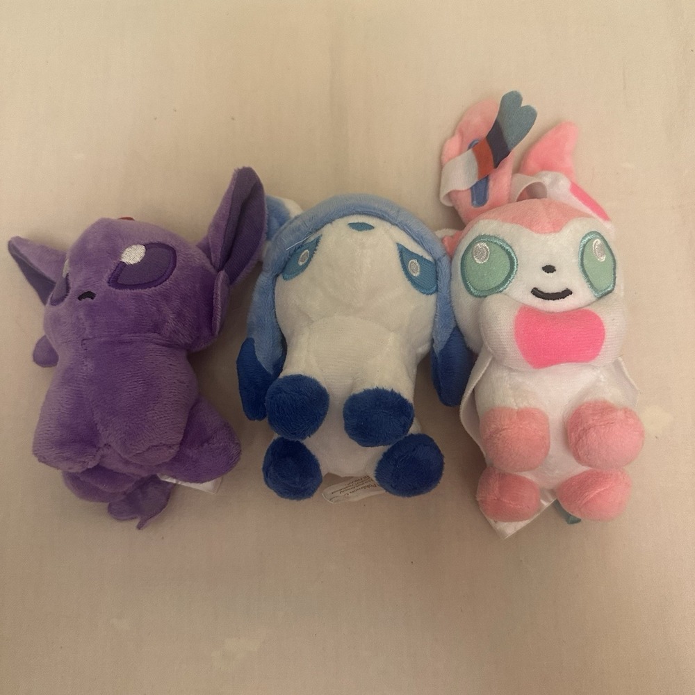 Pokemon Center Eeveelution Plush Stuffed Toy Lot Of 3 Glaceon Sylveon Espeon 6"